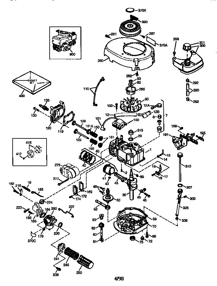 Engine 143.984500 Diagram and Parts List for 143984500  Craftsman Engine