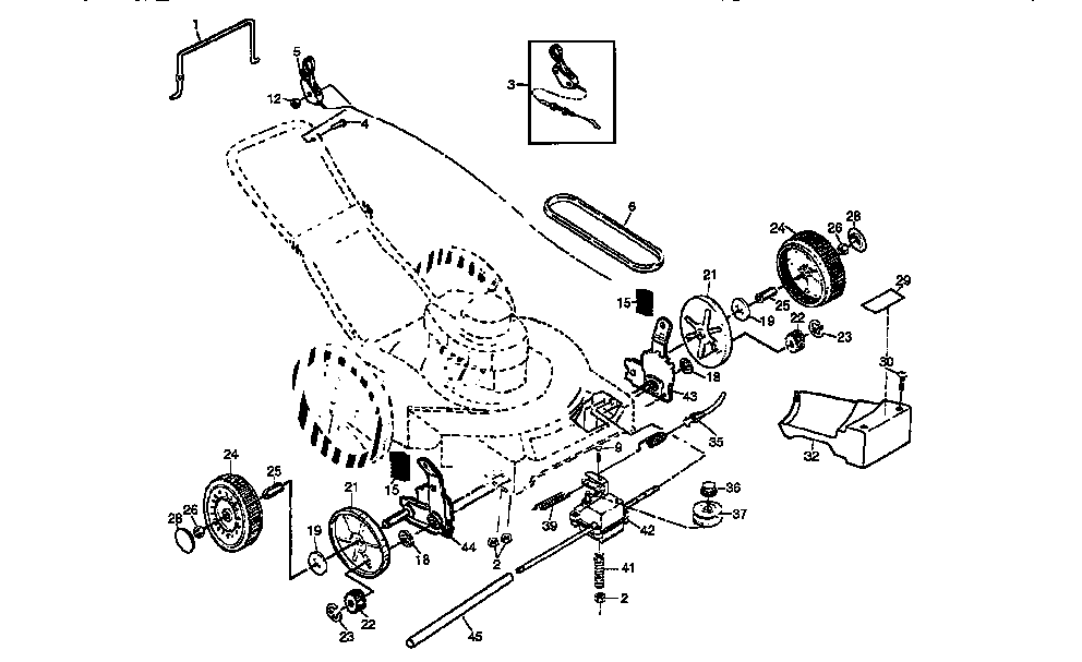 Drive Assembly Diagram and Parts List for 917376210  Craftsman Lawn Mower