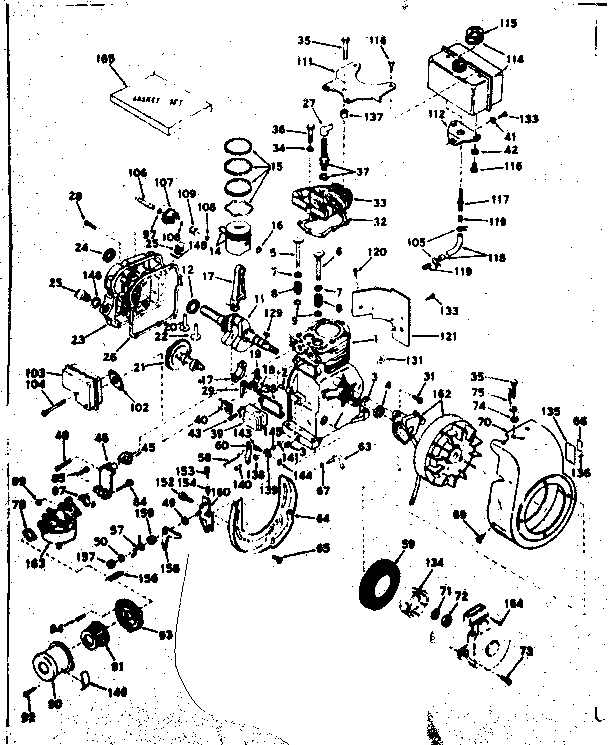 Basic Engine Diagram and Parts List for 143597032  Craftsman Engine