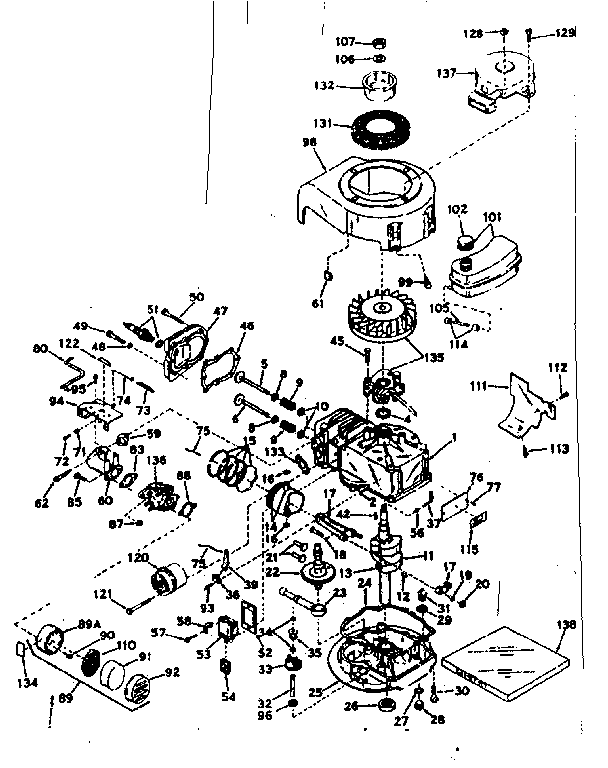 Basic Engine Diagram and Parts List for 143184102  Craftsman Engine