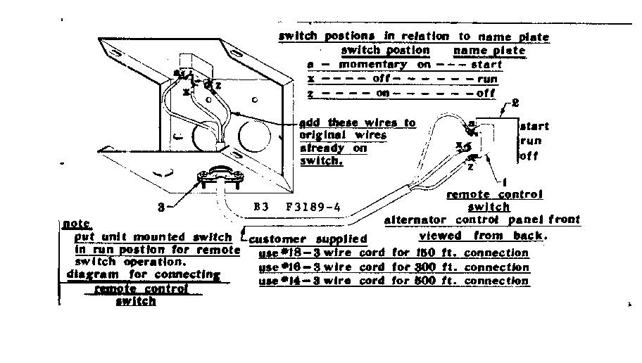 Connecting Remote Control Switch Diagram and Parts List for 5803189-4  Craftsman Engine