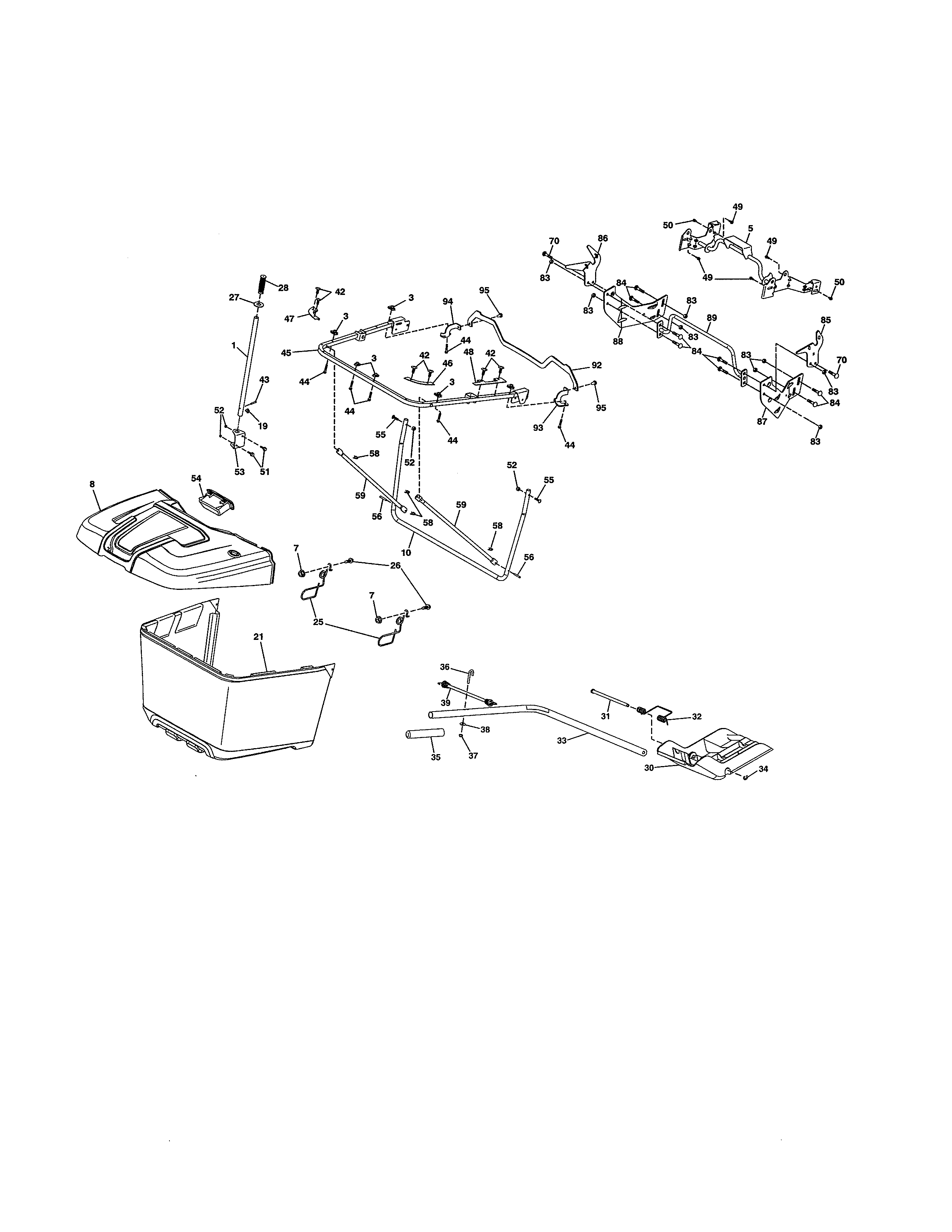 Bagger Diagram and Parts List for 917991451  Craftsman Lawn Tractor