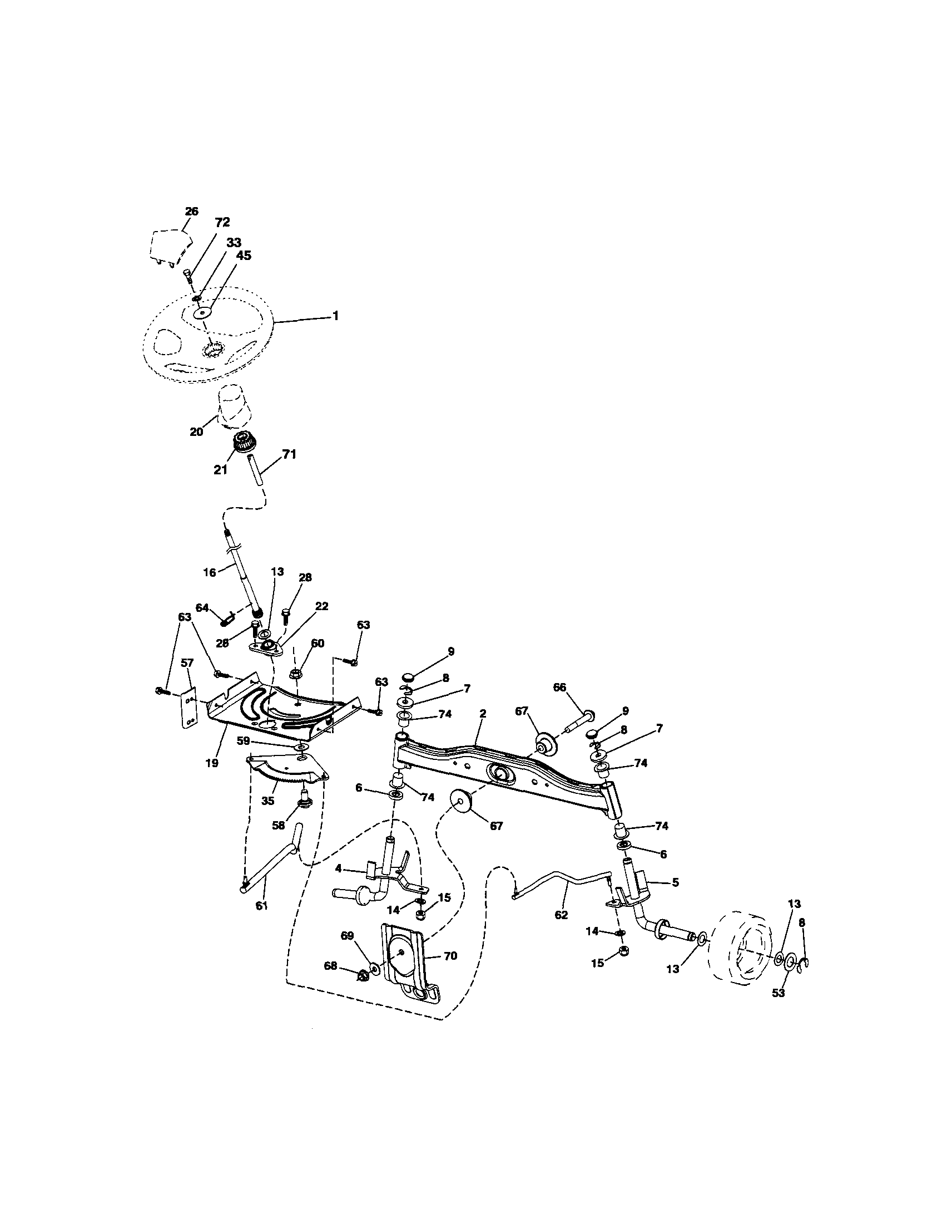 Steering Diagram and Parts List for 917280350  Craftsman Lawn Tractor