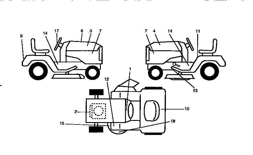 Decals Diagram and Parts List for 917270610  Craftsman Lawn Tractor
