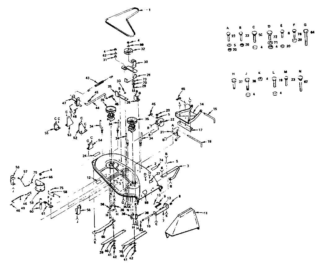 Mower Deck Diagram and Parts List for 917255741  Craftsman Lawn Tractor