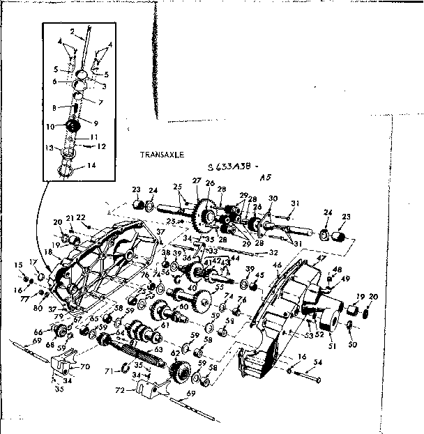 Transaxle Diagram and Parts List for 917633A38  Craftsman Lawn Tractor