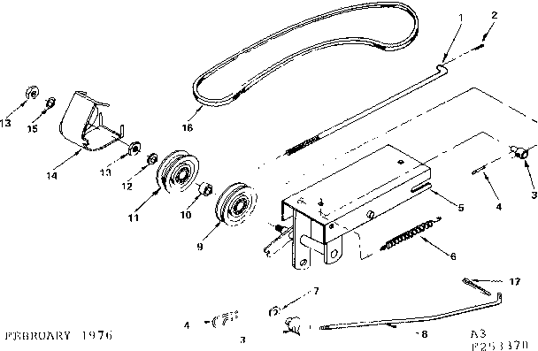 Idler Pulley Assembly Diagram and Parts List for 917253370  Craftsman Lawn Tractor