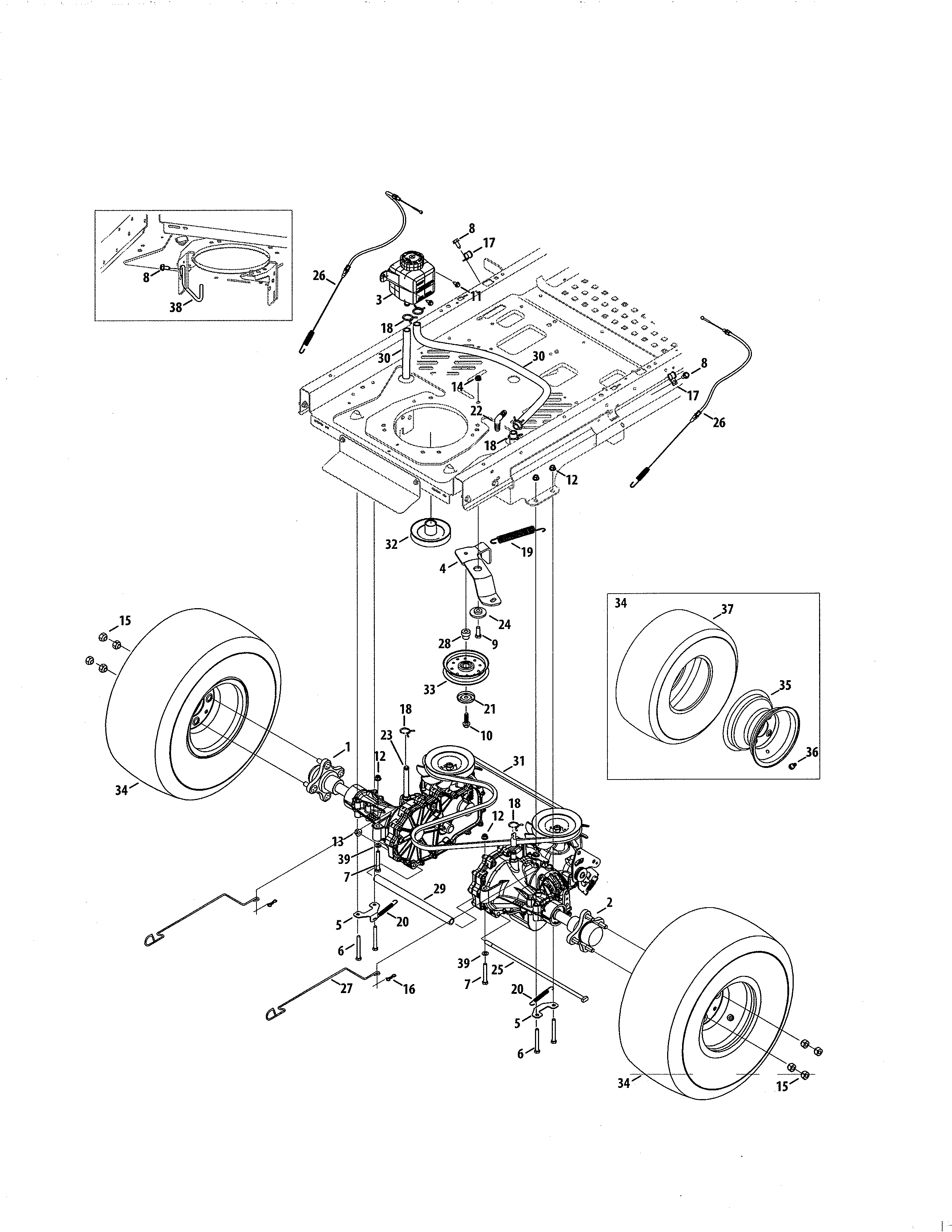 Transmission Diagram and Parts List for 247204200  Craftsman Engine