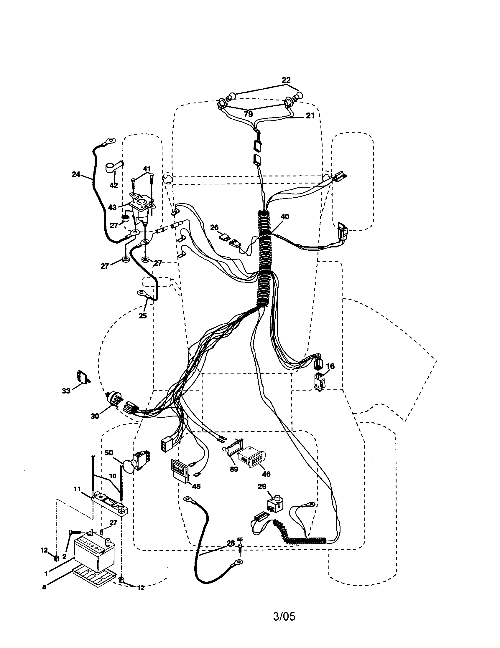 Electrical Diagram and Parts List for 917277460  Craftsman Lawn Tractor