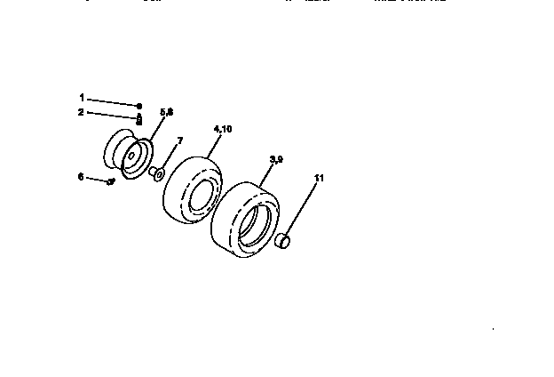 Wheels And Tires Diagram and Parts List for 917272021  Craftsman Lawn Tractor