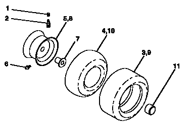 Wheels And Tires Diagram and Parts List for 917257573  Craftsman Lawn Tractor