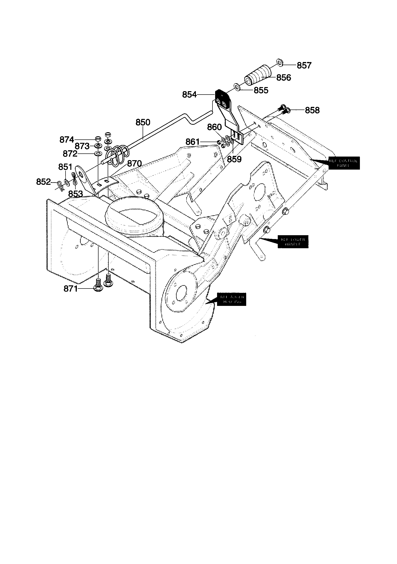 Chute Control Rod Diagram and Parts List for C950-52735-0  Craftsman Snow Blower