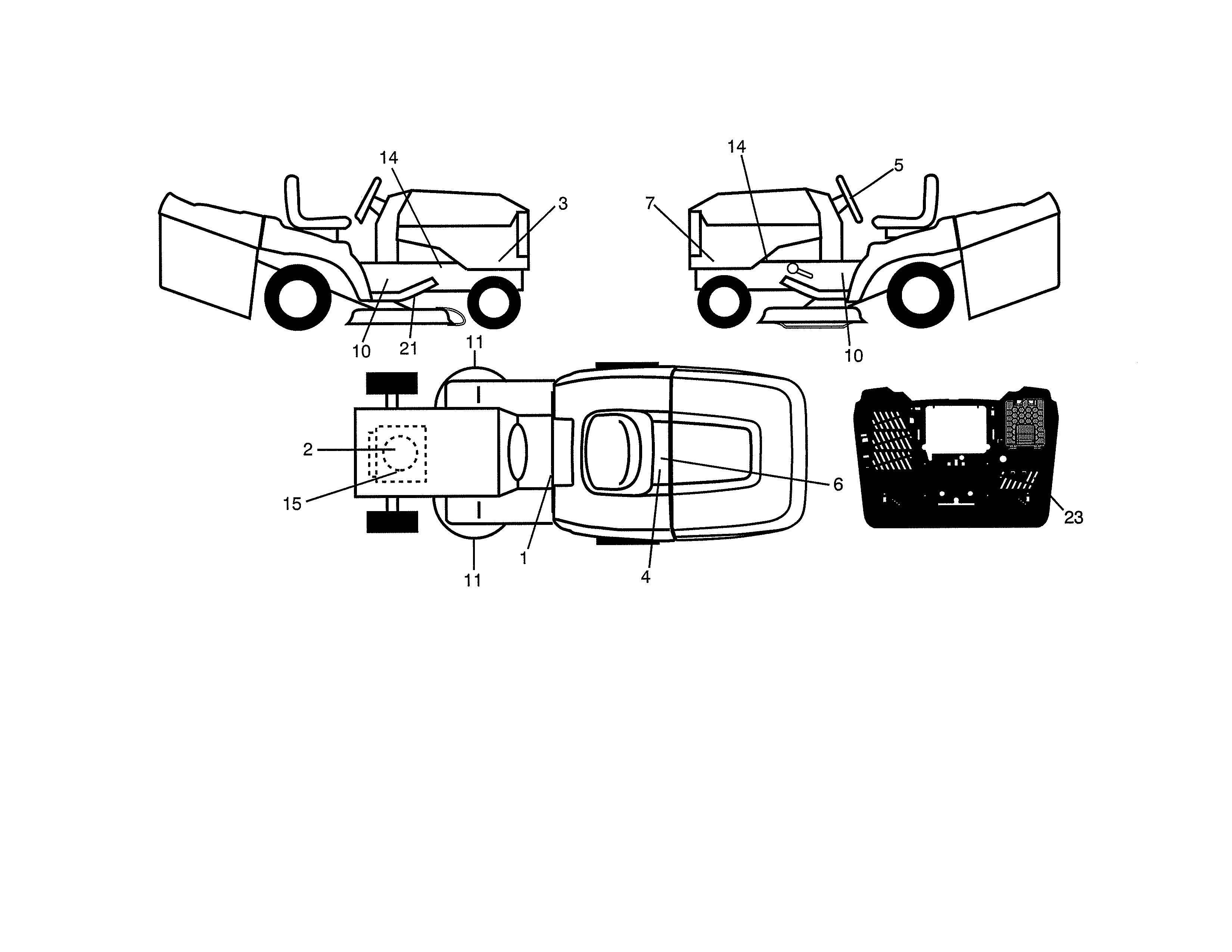 Decals Diagram and Parts List for 917991470  Craftsman Lawn Tractor