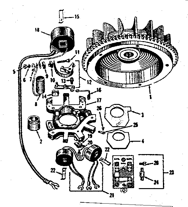 Alternator Magneto Diagram and Parts List for 14354500  Craftsman Lawn Mower