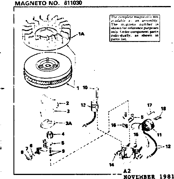 Magneto Diagram and Parts List for 143724052  Craftsman Engine