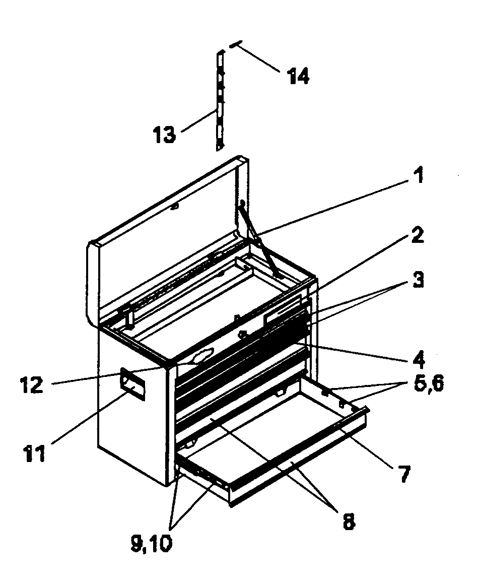 Tool Box Diagram and Parts List for 706597080  Craftsman Tool Stand & Cart