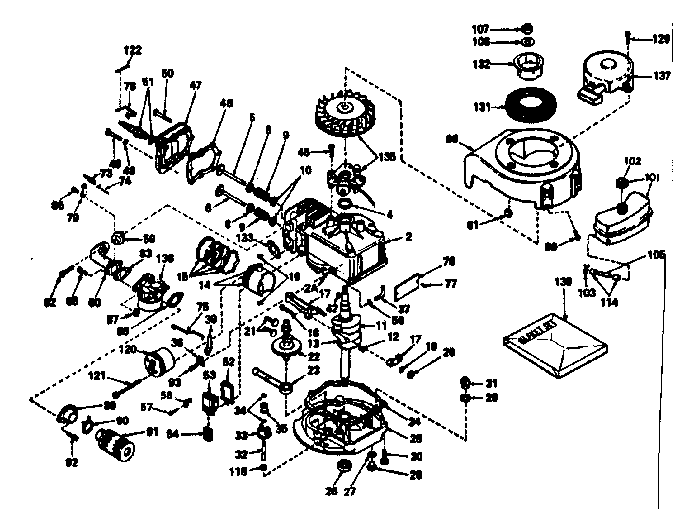 Basic Engine Diagram and Parts List for 143234022  Craftsman Engine