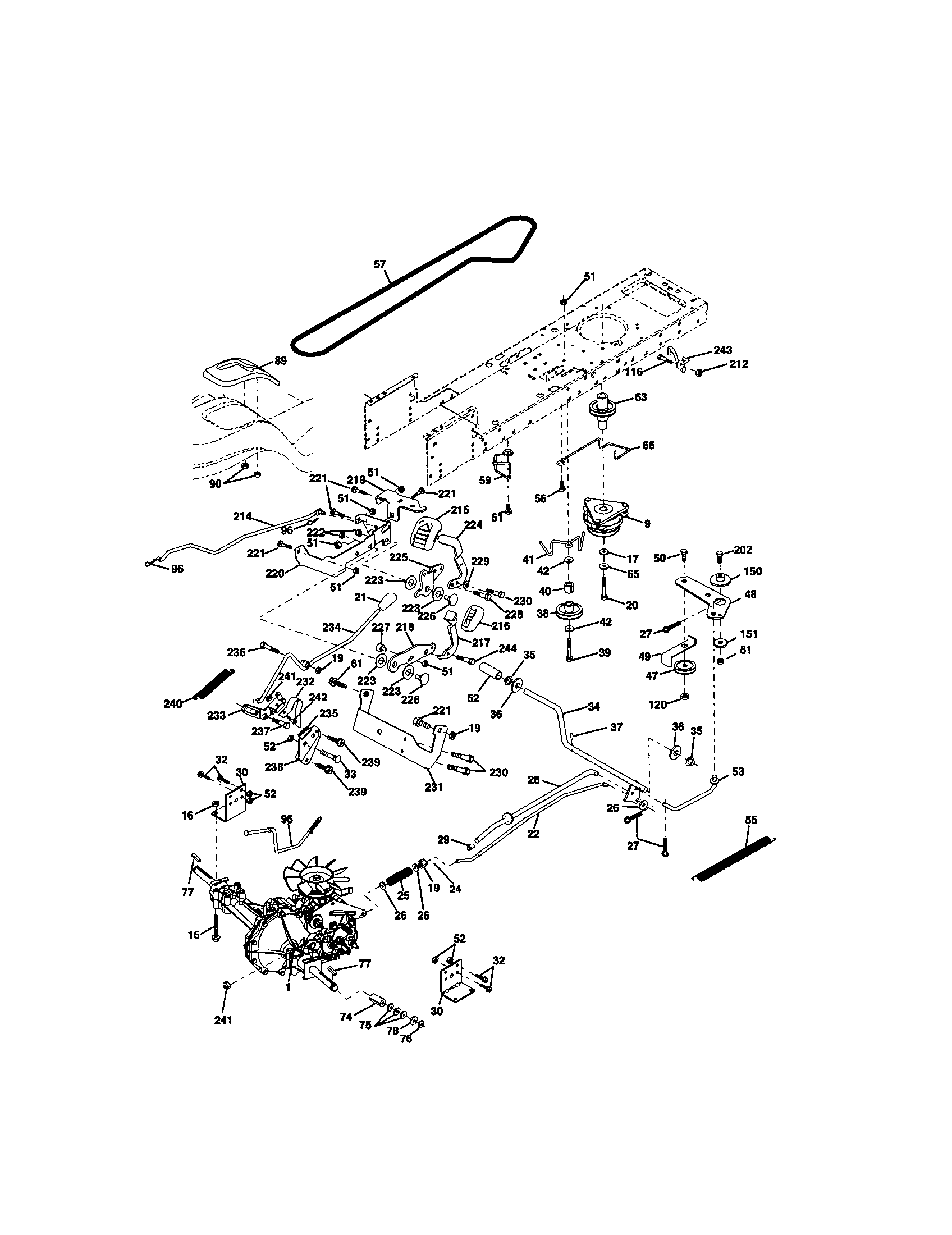 Ground Drive Diagram and Parts List for 917272262  Craftsman Lawn Tractor