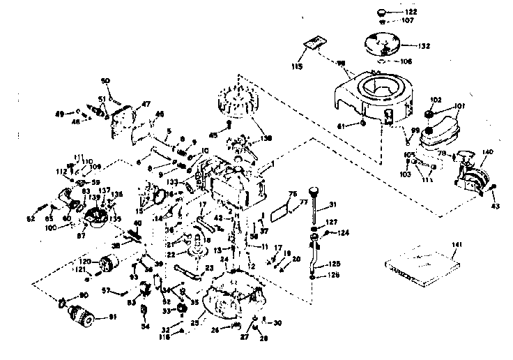 Basic Engine Diagram and Parts List for 143224022  Craftsman Engine