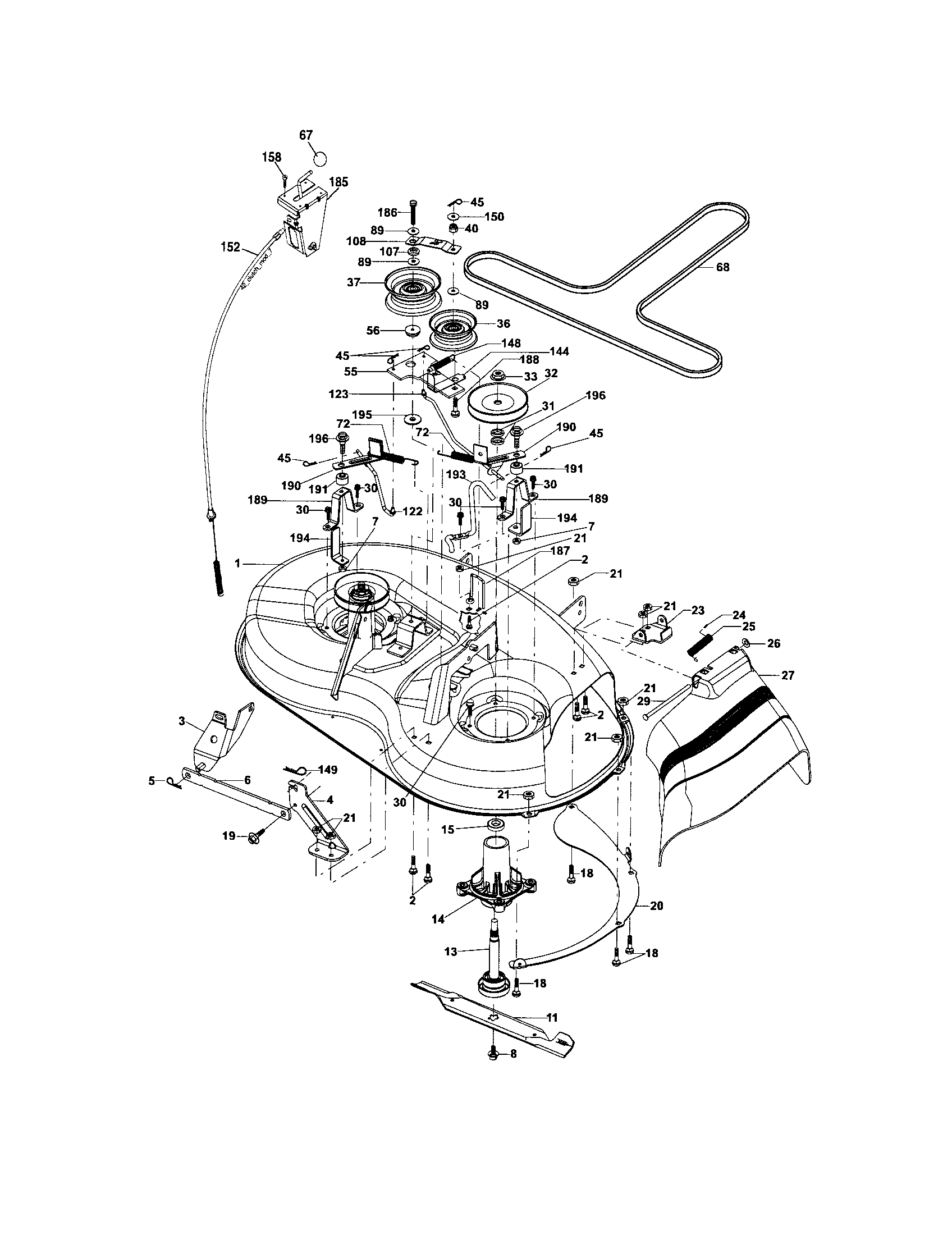 Mower Deck Diagram and Parts List for 917287013  Craftsman Lawn Tractor