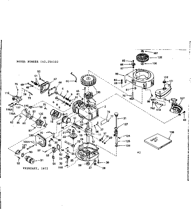 Replacement Parts Diagram and Parts List for 143254102  Craftsman Engine