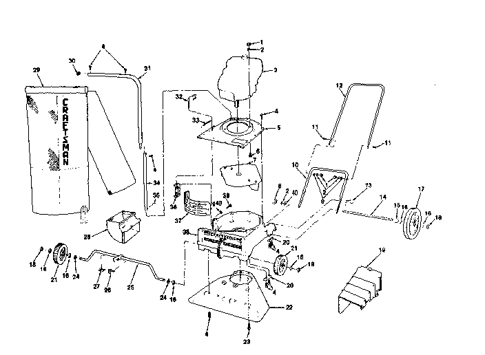 Replacement Parts Diagram and Parts List for 113796810  Craftsman Chipper Shredder