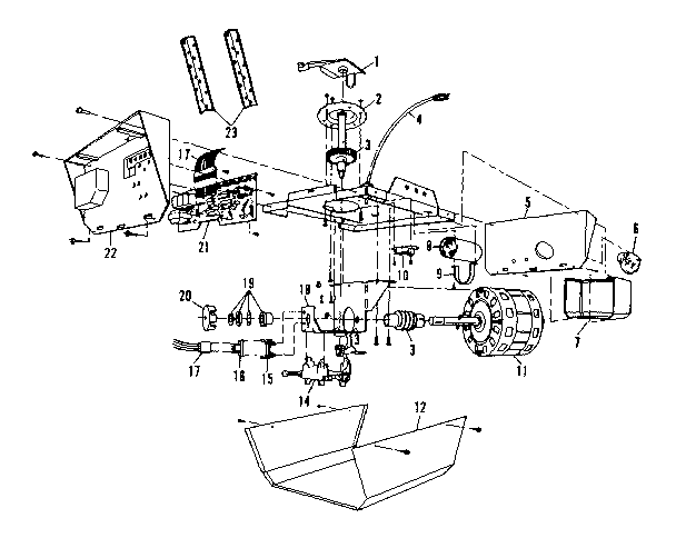 Chassis Assembly Diagram and Parts List for 139532006  Craftsman Garage Door Opener