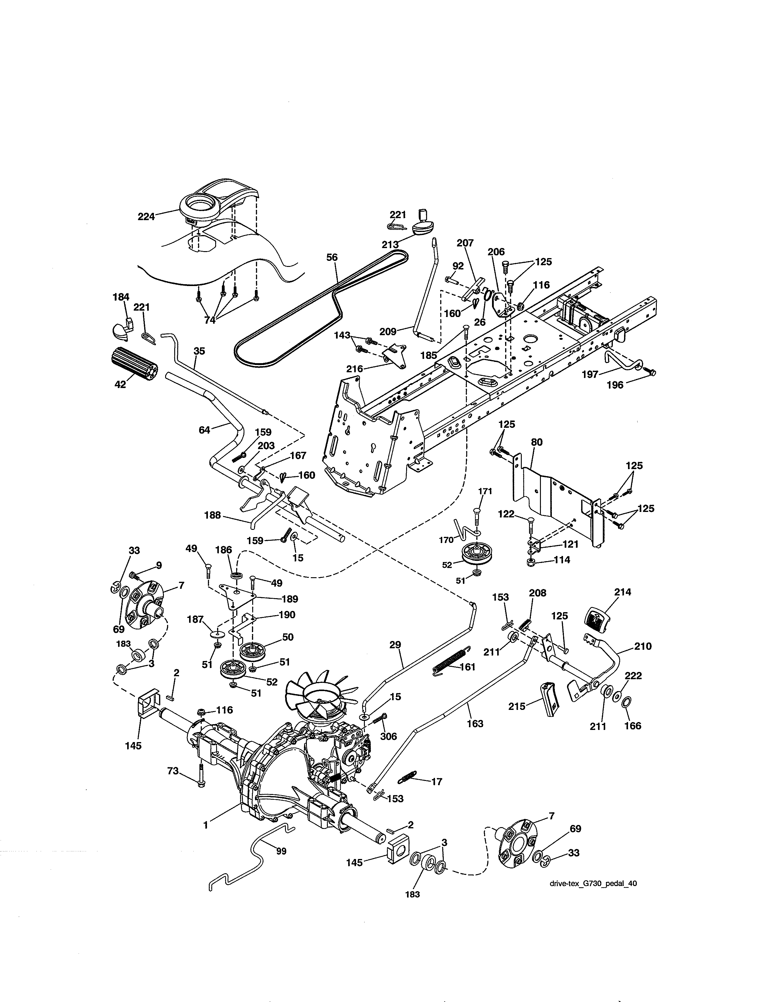 Ground Drive Diagram and Parts List for 917204081  Craftsman Lawn Tractor