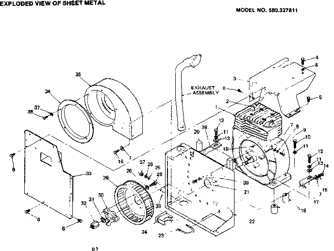 Sheet Metal Diagram and Parts List for 580327811  Craftsman Generator