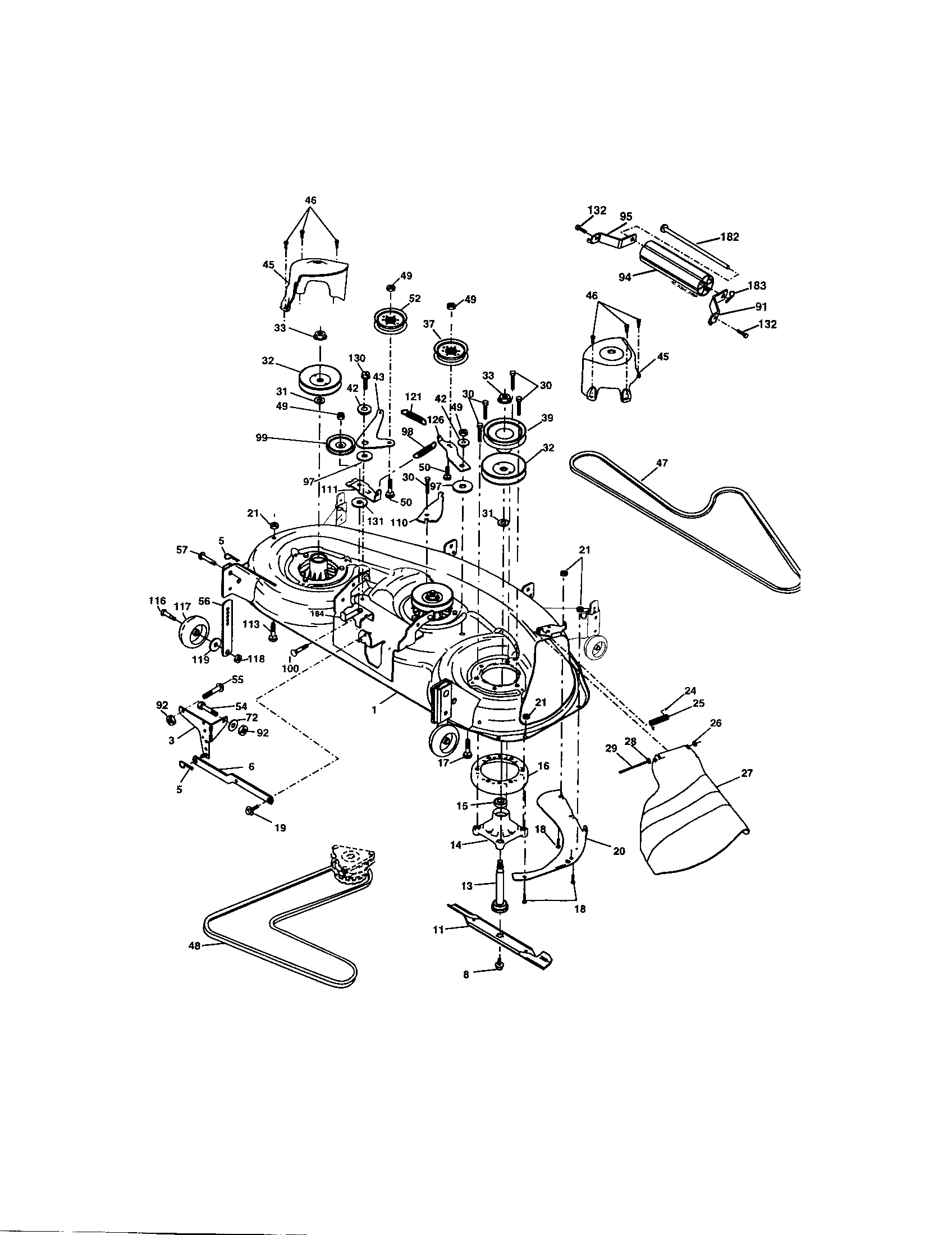 Mower Deck Diagram and Parts List for 917273622  Craftsman Lawn Tractor