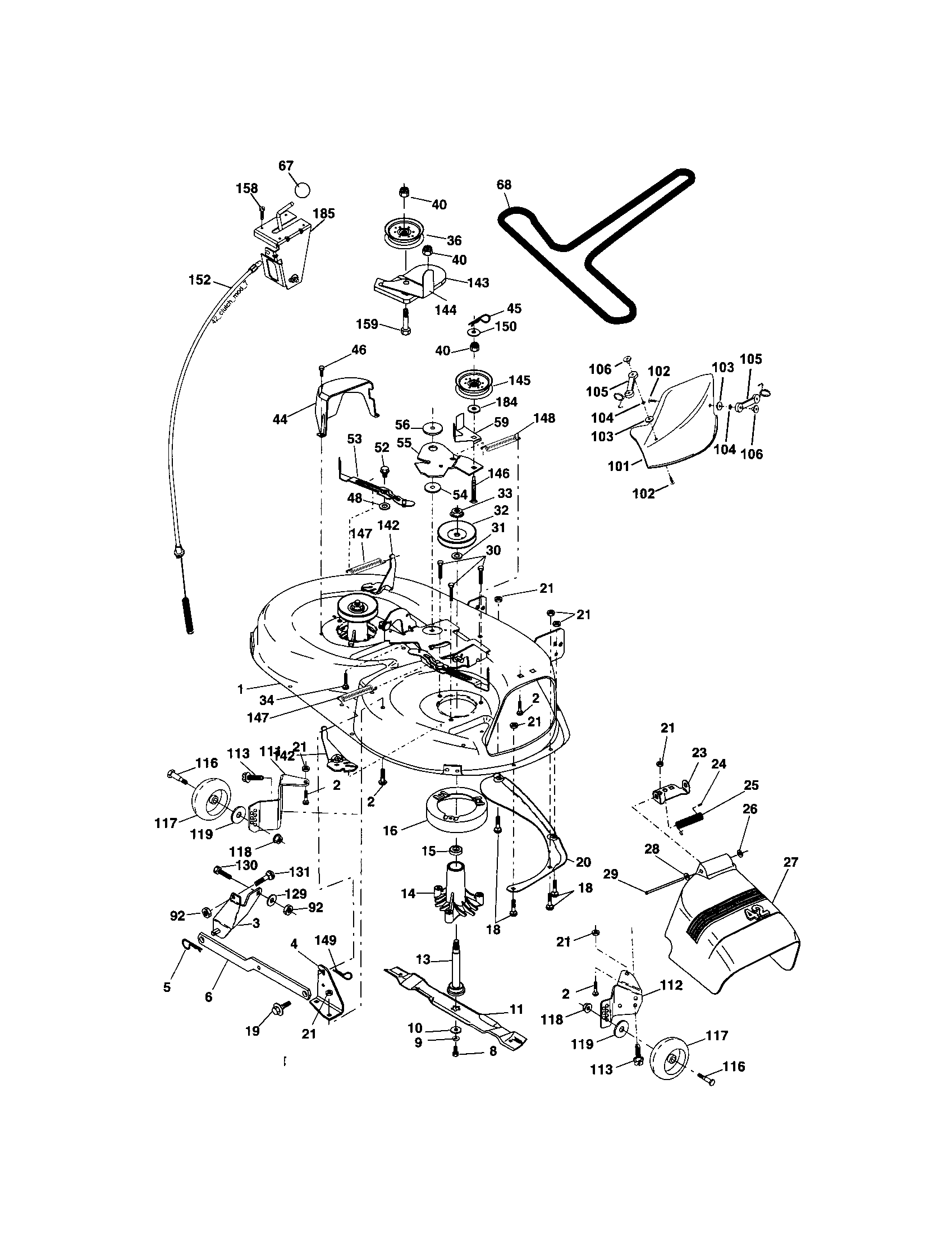 Mower Deck Diagram and Parts List for 917273170  Craftsman Lawn Tractor