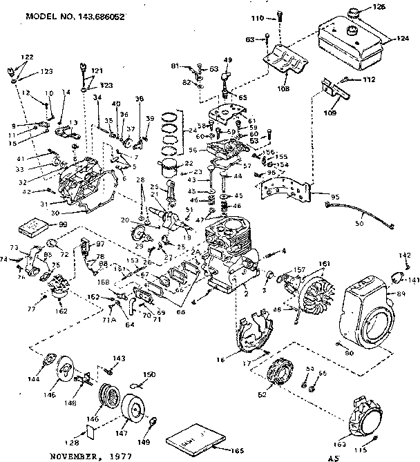 Engine Diagram and Parts List for 143686052  Craftsman Engine