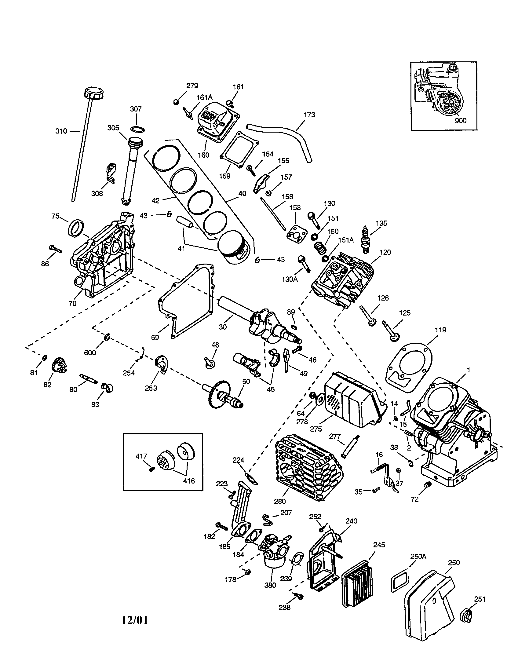Cylinder/cylinder Cover Diagram and Parts List for 143016005  Craftsman Engine