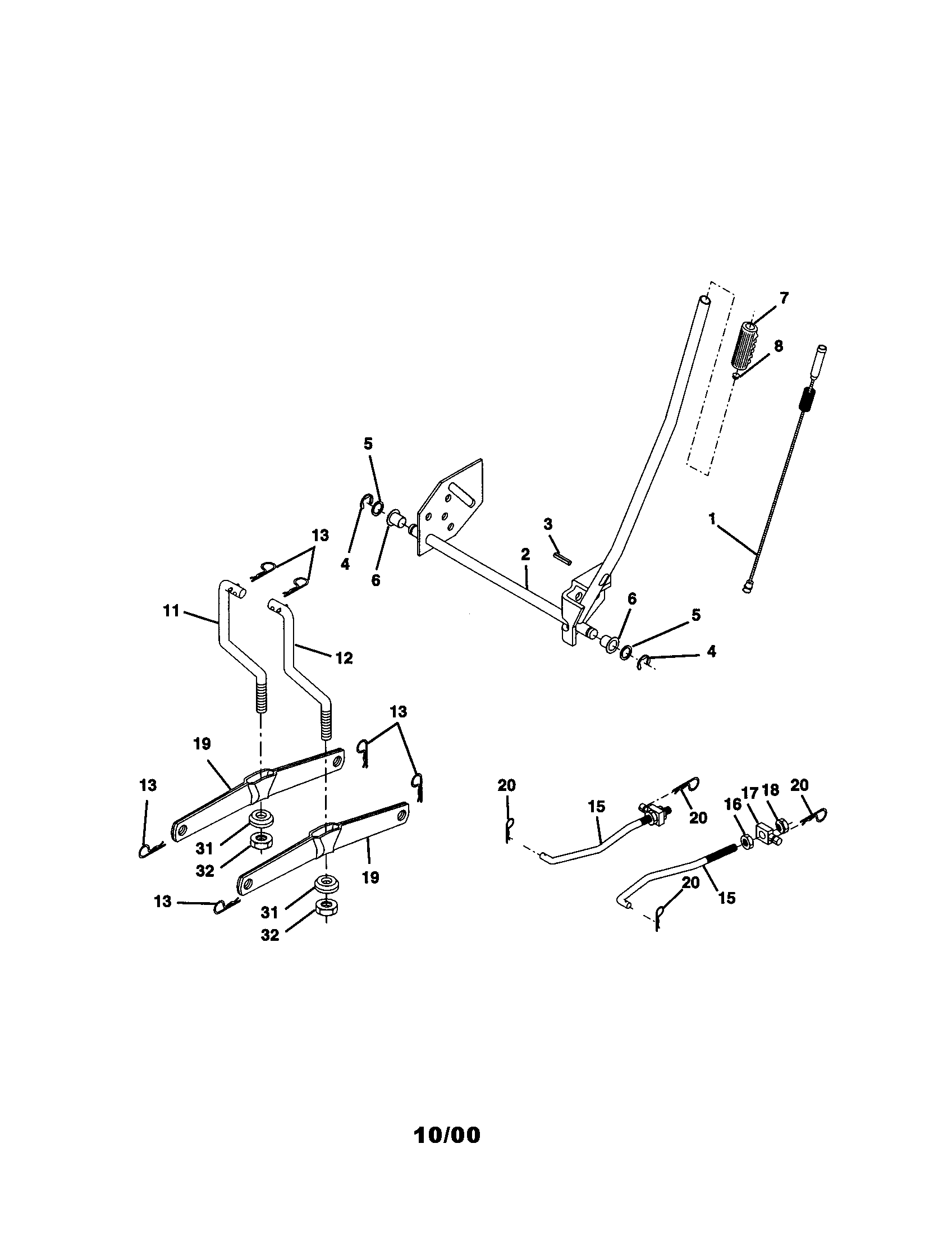 Lift Assembly Diagram and Parts List for 917270670  Craftsman Lawn Tractor