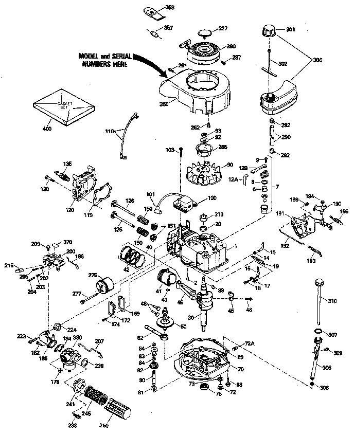 Replacement Parts Diagram and Parts List for 143414062  Craftsman Engine