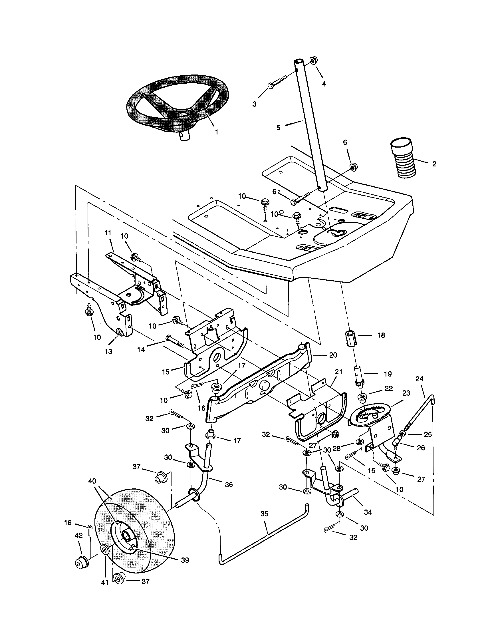 Steering Diagram and Parts List for C950-60901-0  Craftsman Lawn Tractor