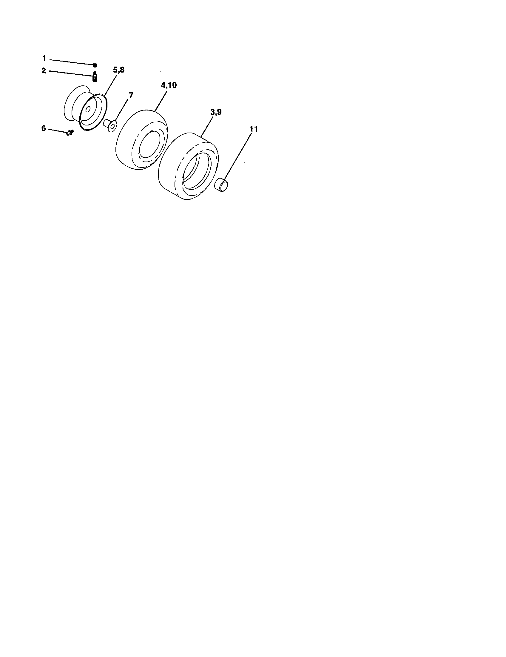 Wheels And Tires Diagram and Parts List for 917276821  Craftsman Lawn Tractor