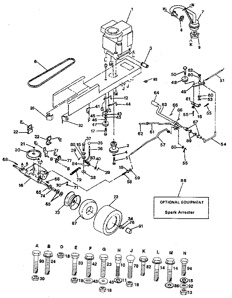 Drive Diagram and Parts List for 917254530  Craftsman Lawn Tractor