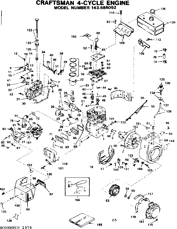 Replacement Parts Diagram and Parts List for 143686092  Craftsman Engine