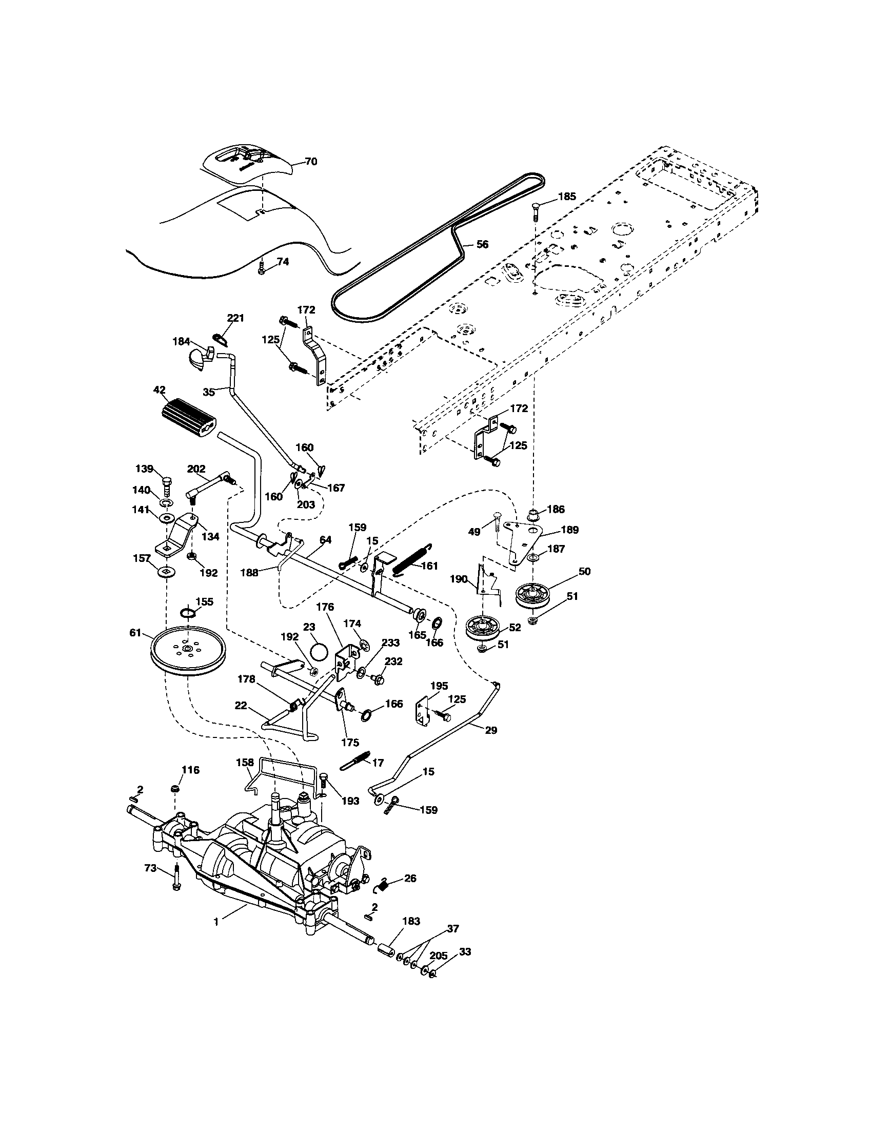 Ground Drive Diagram and Parts List for 917289070  Craftsman Lawn Tractor