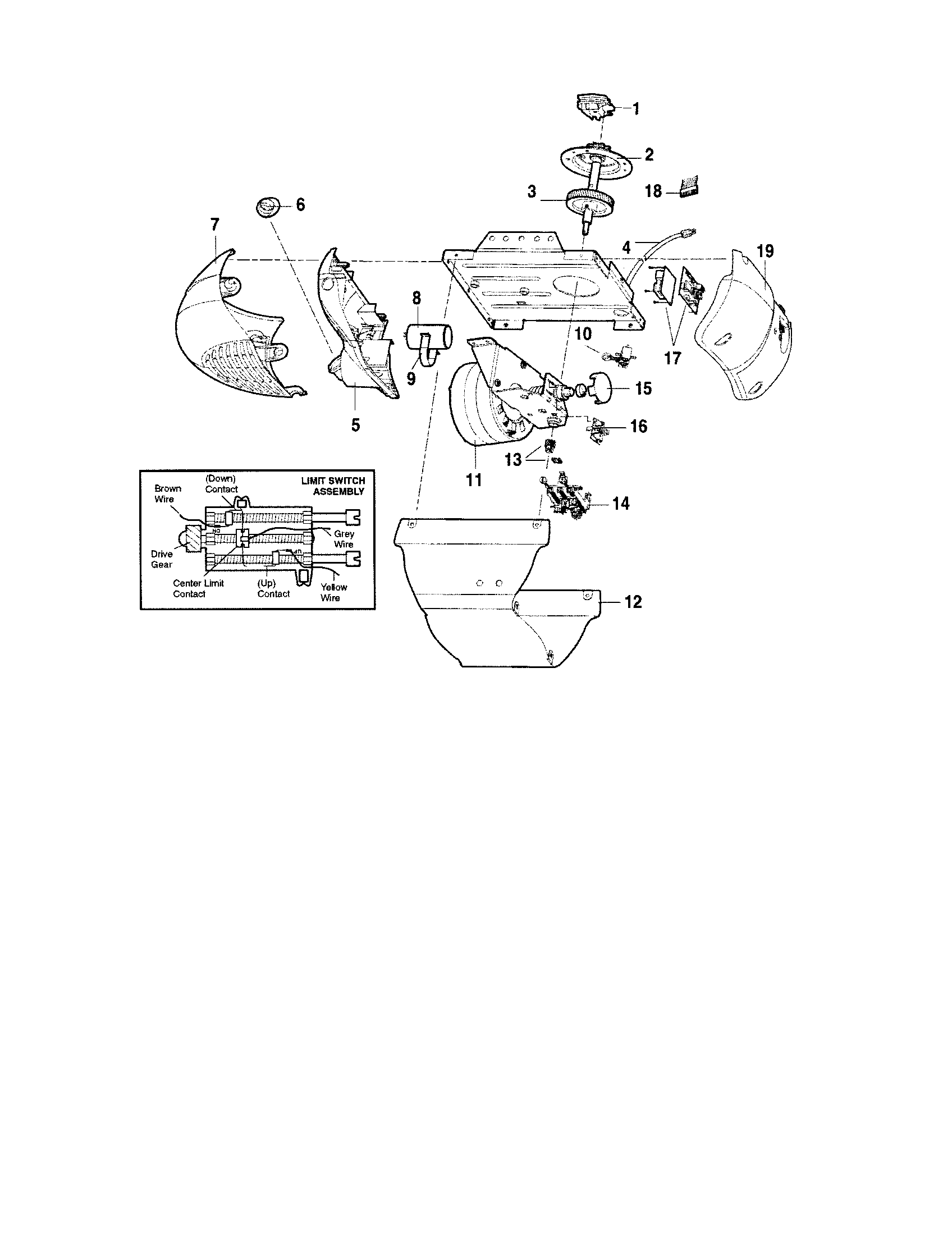 Motor Unit Assembly Parts Diagram and Parts List for 13953930D  Craftsman Garage Door Opener