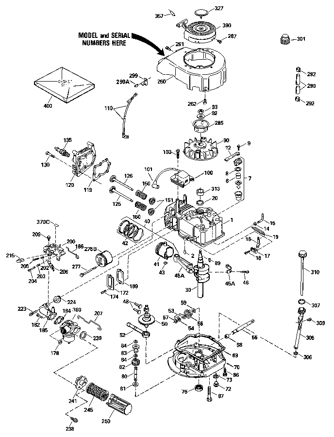 Replacement Parts Diagram and Parts List for 143414662  Craftsman Engine