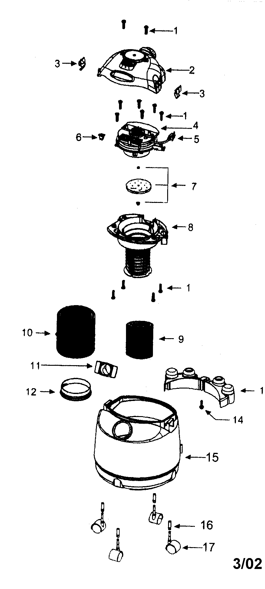 Vacuum Diagram and Parts List for 338179200  Craftsman Utility Vacuum
