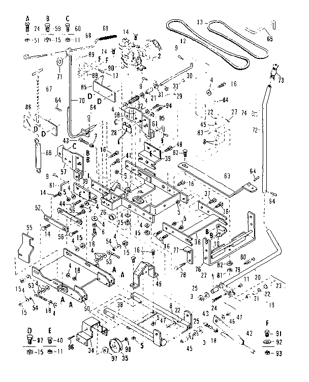 Main Frame Diagram and Parts List for 84224072  Craftsman Snow Blower