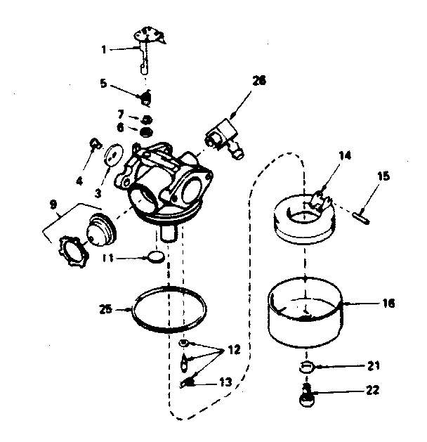 Carburetor Diagram and Parts List for 143384192  Craftsman Engine