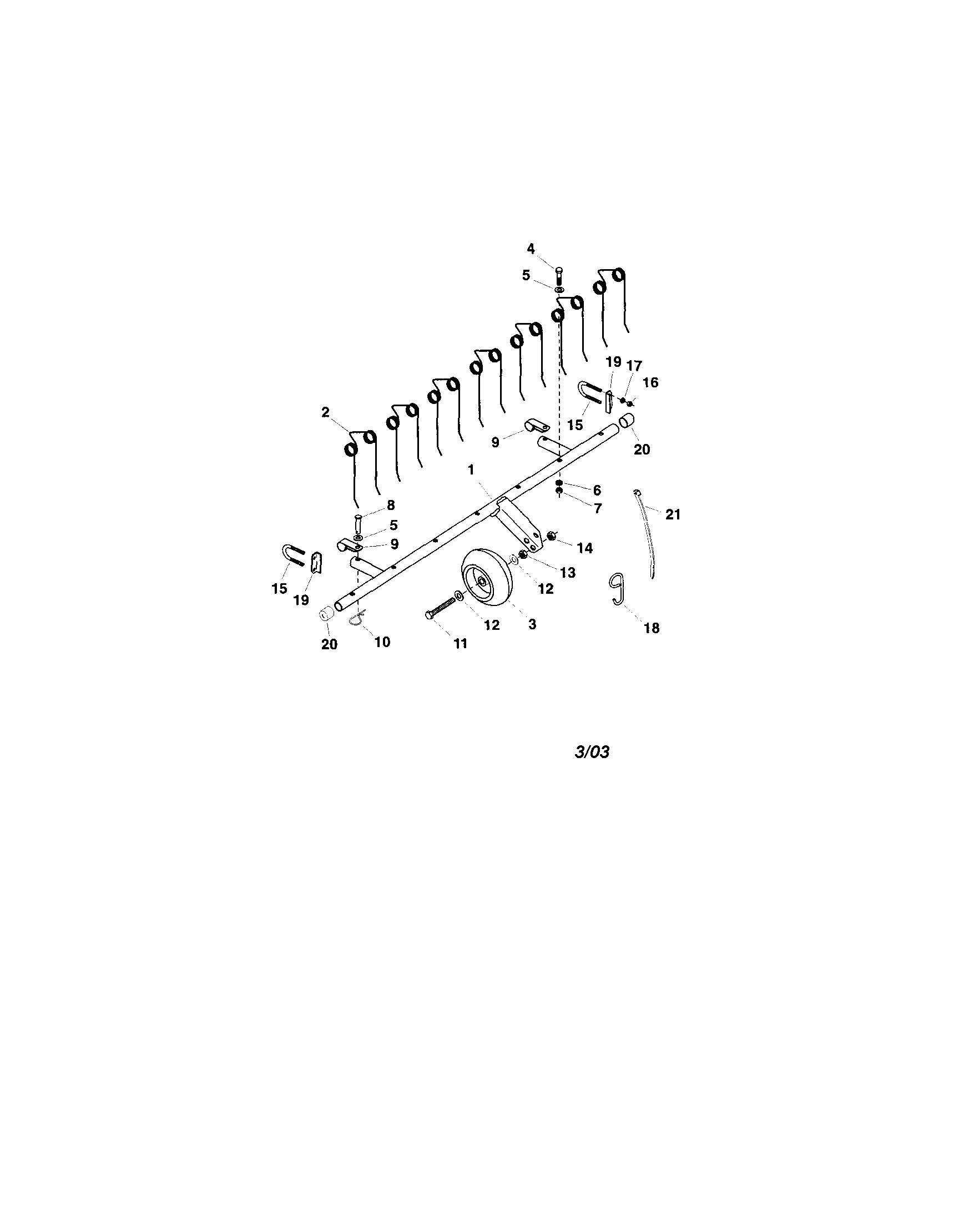 Dethatcher Diagram and Parts List for 48624219  Craftsman Lawn Tractor