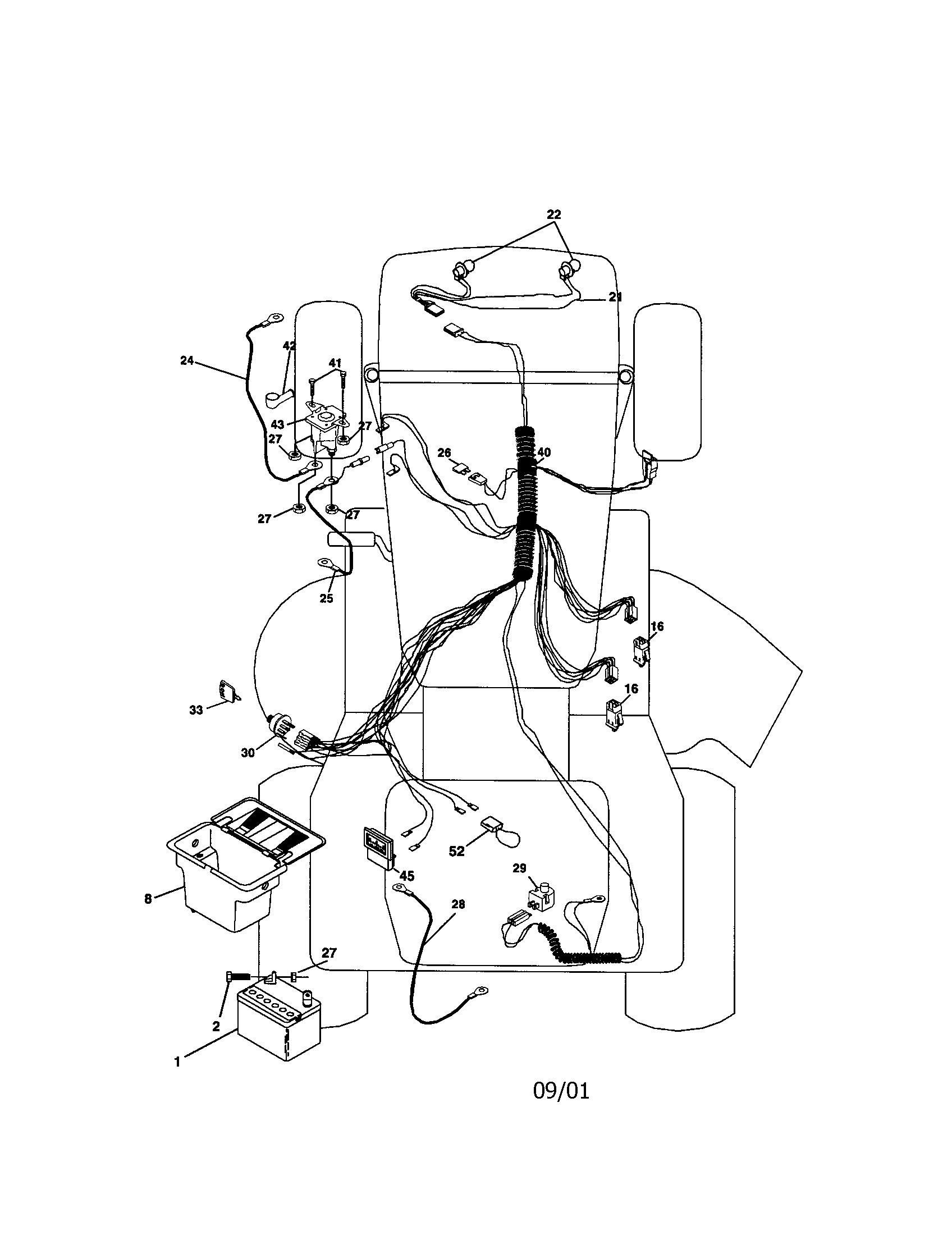 Electrical Diagram and Parts List for 917271645  Craftsman Lawn Tractor