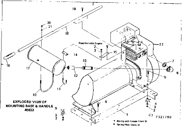 Mounting Base & Handle Diagram and Parts List for 580321780  Craftsman Engine