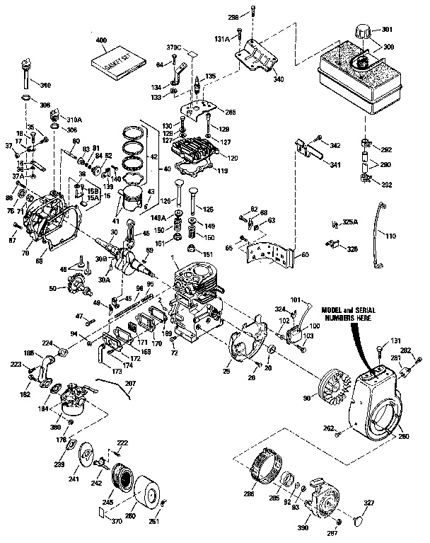 Replacement Parts Diagram and Parts List for 143826052  Craftsman Engine