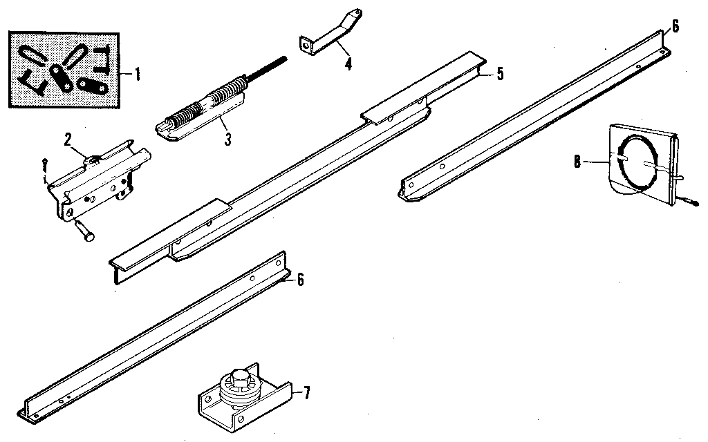 Rail Assembly Diagram and Parts List for 13953608  Craftsman Garage Door Opener